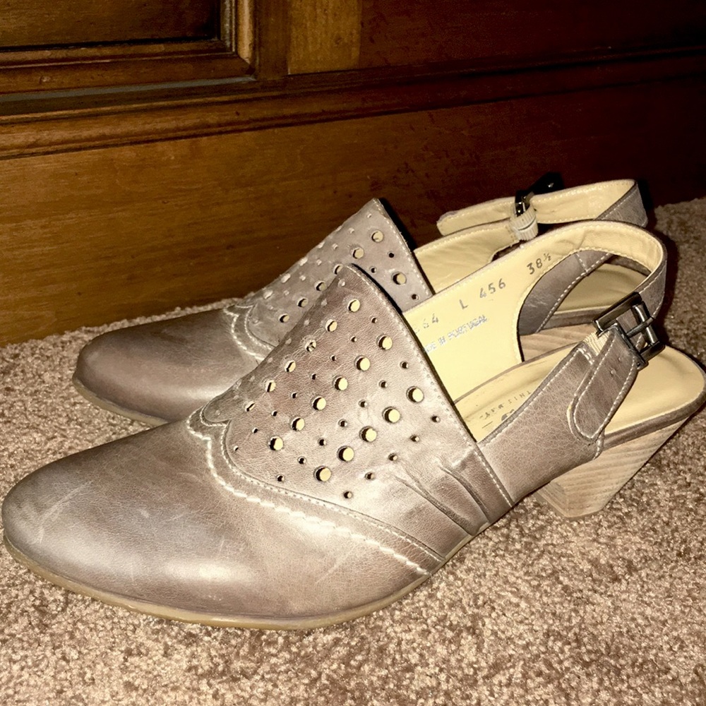 Grey Heeled Sandal Slip on